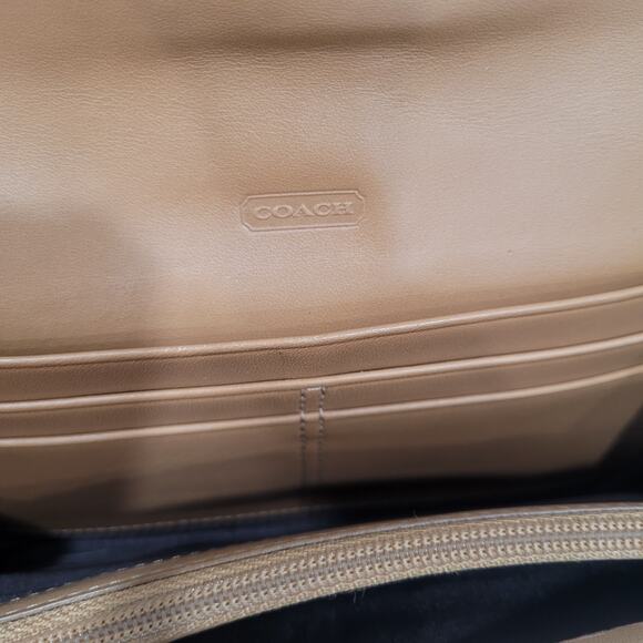 Coach Long Wallet Buckle Envelope Beige Brown Tan Designer Large Smooth Leather - Picture 5 of 12